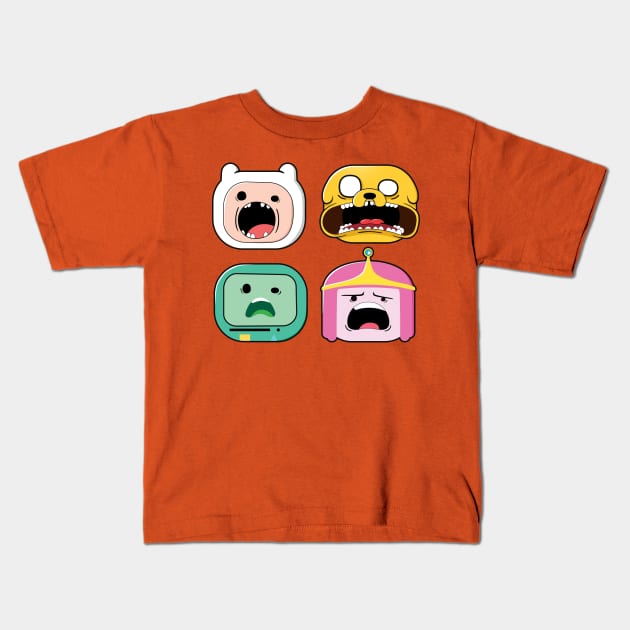 Adventure Time  Finn, Jake, Bubblegum, Beemo Kids T-Shirt by Welcraft Design